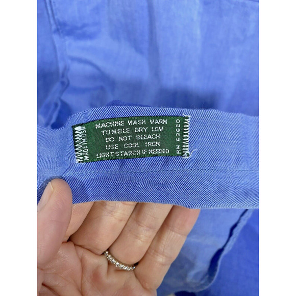 Gitman Brothers Shirt Mens LARGE Blue Long Sleeve Button‎ Up Covered Placket USA - Picture 5 of 5